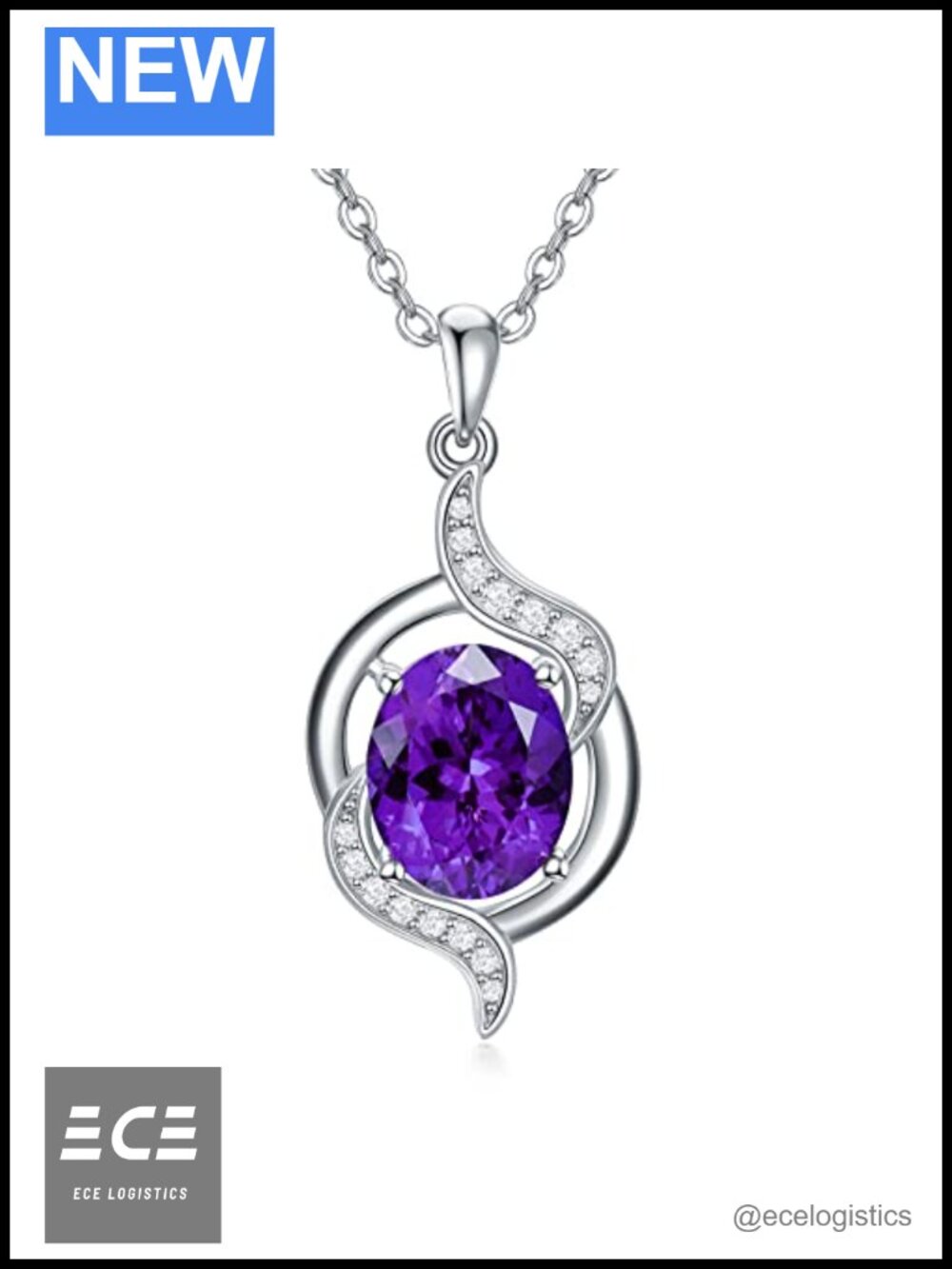 Natural Amethyst Sterling Silver Pendant Necklace, 18in Chain, Fine Jewelry Gift